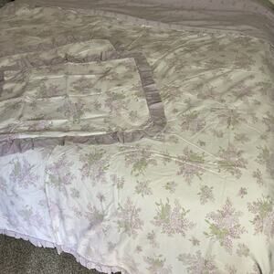 Simply Shabby Chic Duvet Cover Shams Full/Queen Lavender Floral Reversible 50x70